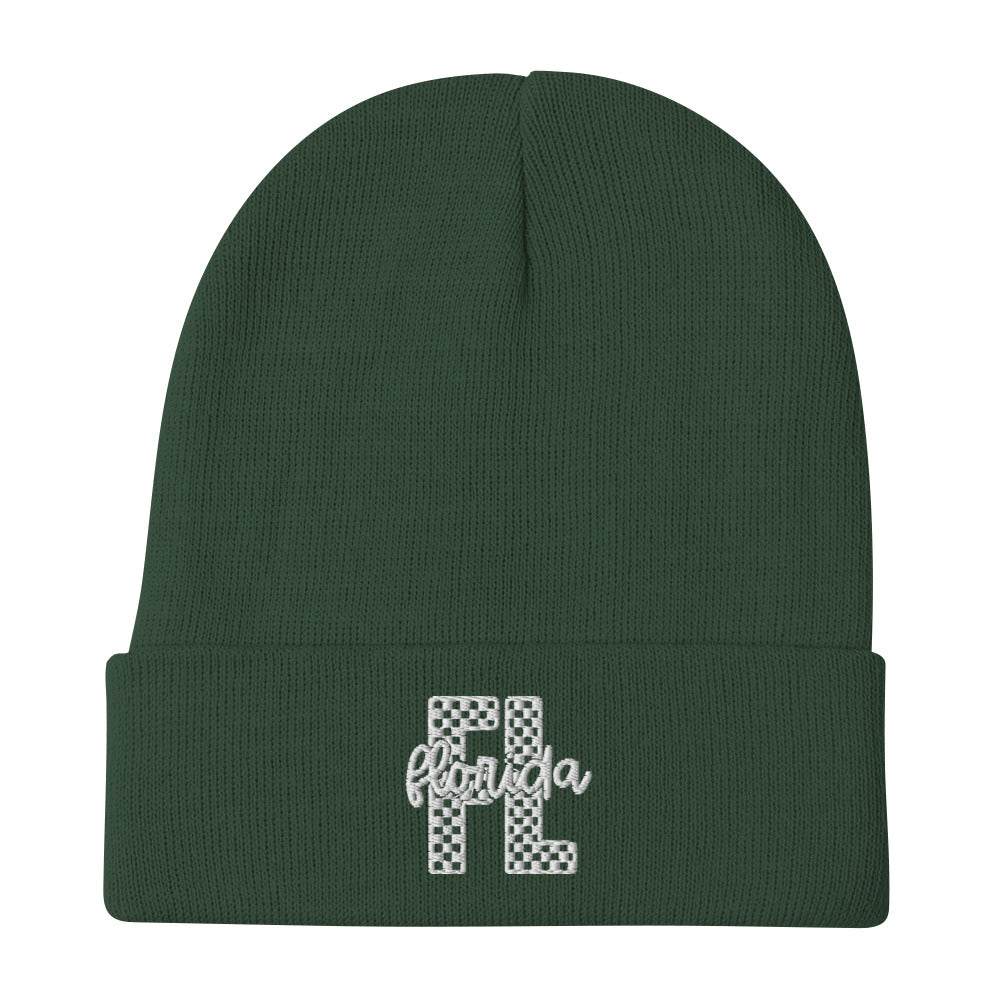 Florida Checkered Embroidered Beanie