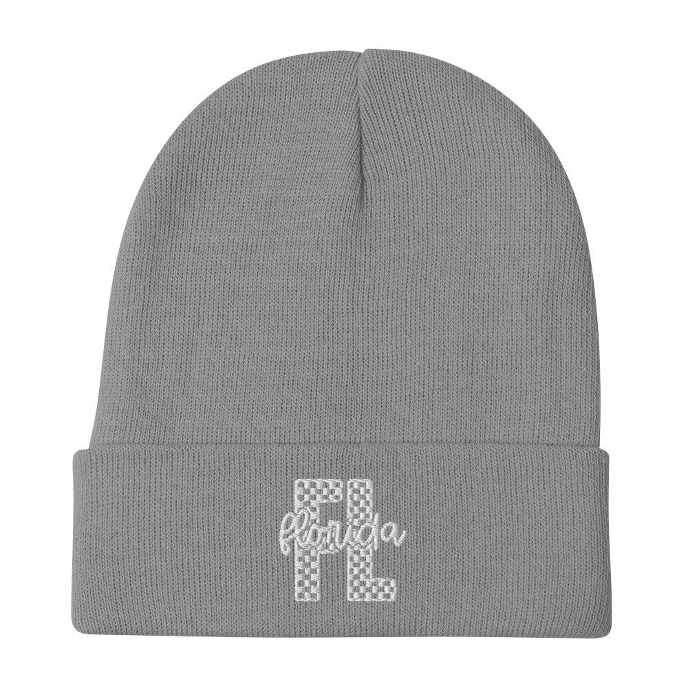 Florida Checkered Embroidered Beanie